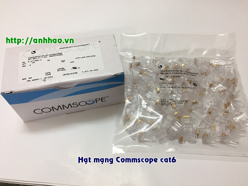 Hạt mạng cat6 RJ45 Commscope/ AMP loại 1 mảnh PN: 6-2111989-3